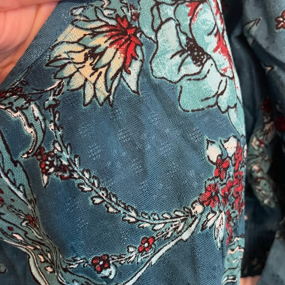 NWT Band of the Free Sybille Deep Teal Floral Wrap Crossover Crop Top Medium - Picture 4 of 7